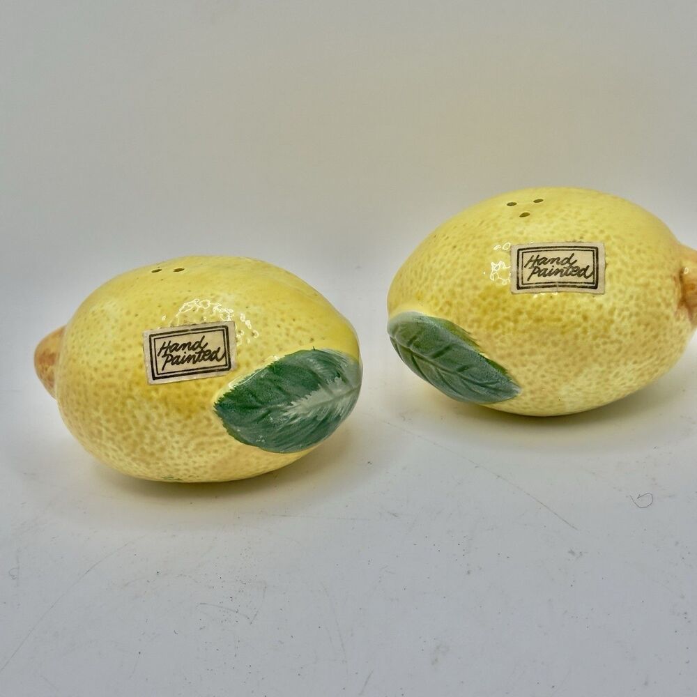 Vintage 1989 Fritz Z Floyd Lemon Salt Pepper Shakers Hand painted Japan